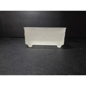 Tiara Indiana Glass Clear Frosted Honey Bee Box Trinket Dish Footed Vintage